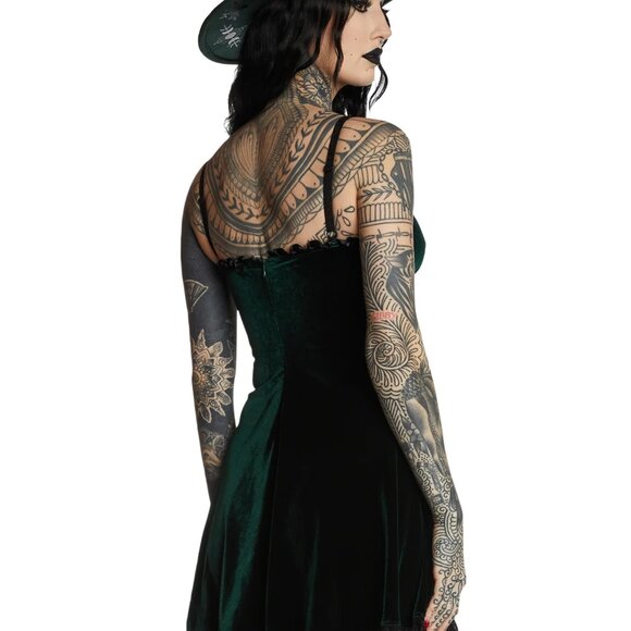 WIDOW Blind Faith Velvet Dress [Green] - Picture 3 of 4